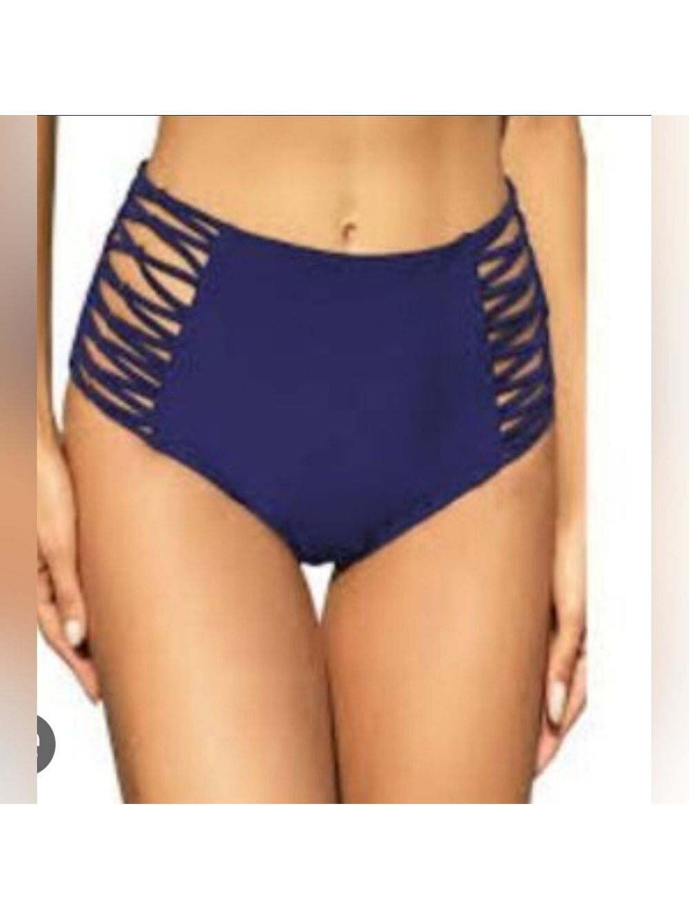 Unbranded Women's Blue Bikini Bottoms Strappy Peek-a-boo Sides, 18W